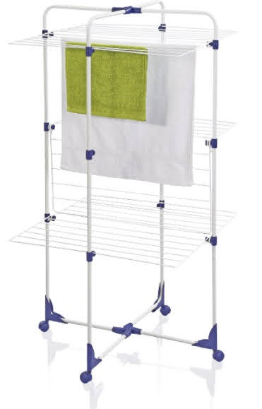 Laughing Buddha - 3-Tiered Laundry Station with Collapsible Shelves and Wheels for Folding, Sorting and Air Drying Garments (HP09-154H)