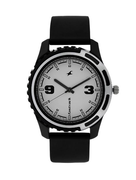 Fastrack Black PU Analog Watch For Men 3114PP01