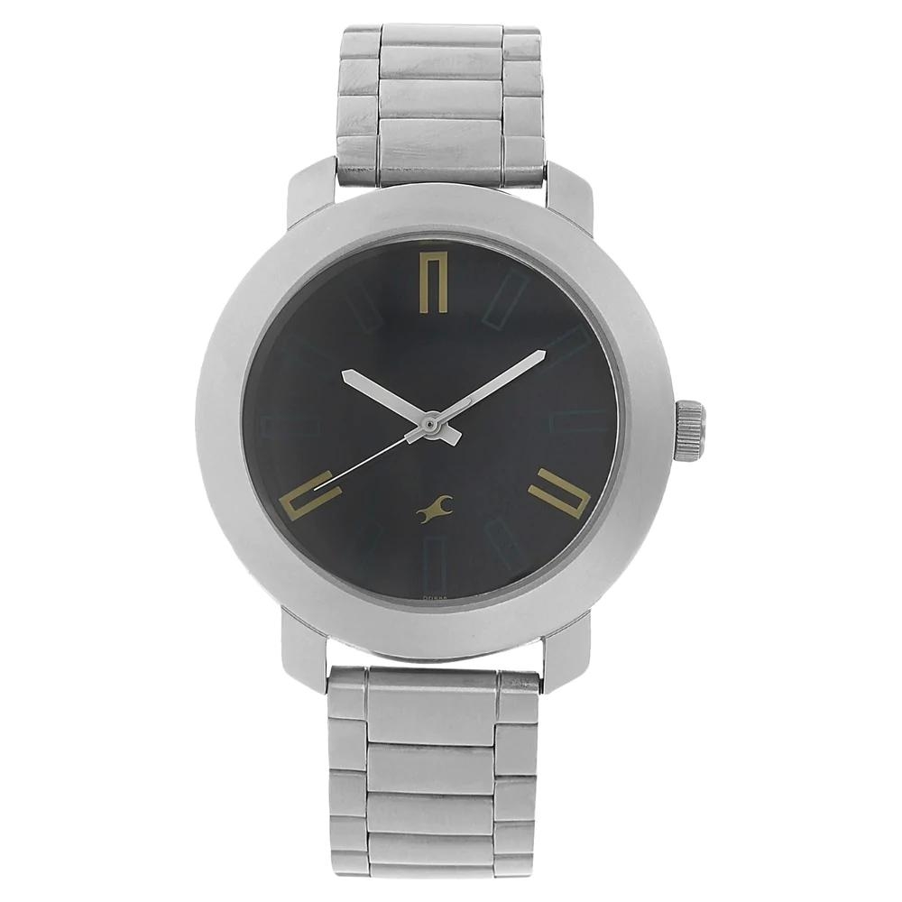 Fastrack Blue Dial Silver Stainless Steel Strap Watch 3120SM02