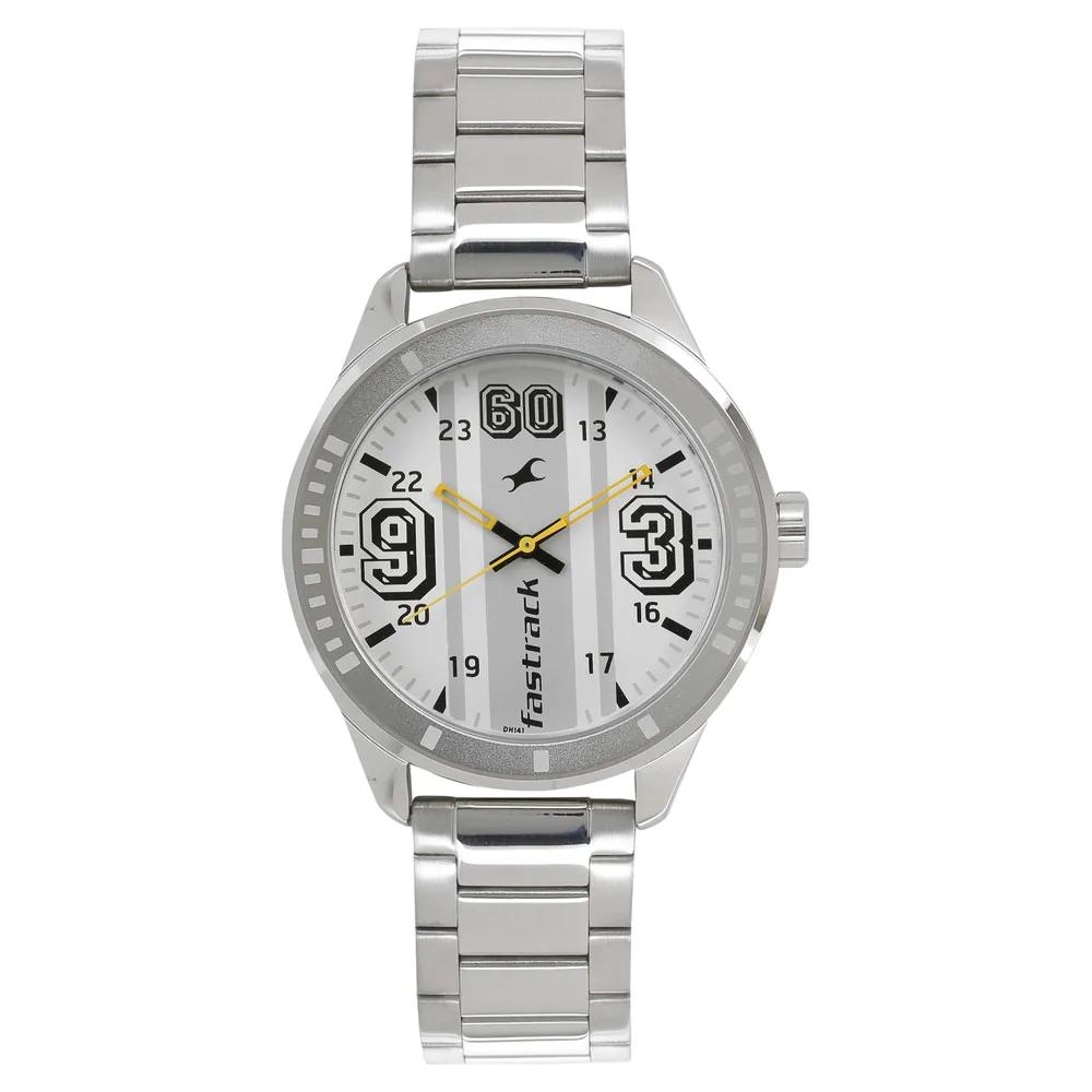 Fastrack Varsity White Dial Stainless Steel Strap Watch For Guys 3177SM02