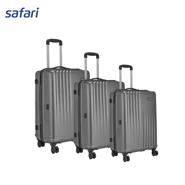 Safari Ryder 8 Wheels Hard Luggage | 100% Polycarbonate Shell | Anti Theft Secure Zipper | TSA Lock | Gunmetal Combo Set (SxMxL)