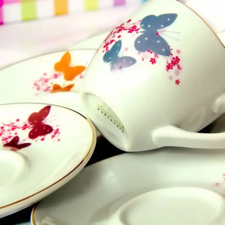 Generic 12 PC Cup Saucer Set With Butterfly - 3296-1283B