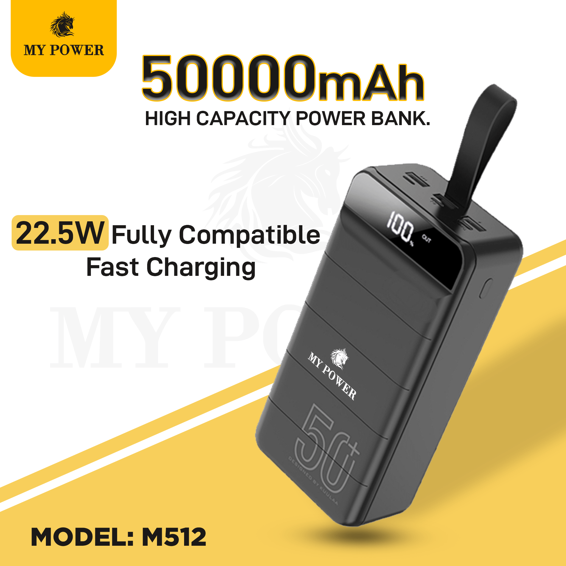 My Power 50000mah M-512, QC 3.0 PD 22.5W Fast Charging Power Bank