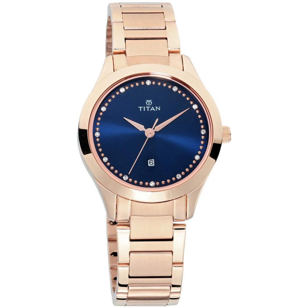 Titan Sparkle Women's Blue Dial Stainless Steel Strap Watch For Women 2570WM05