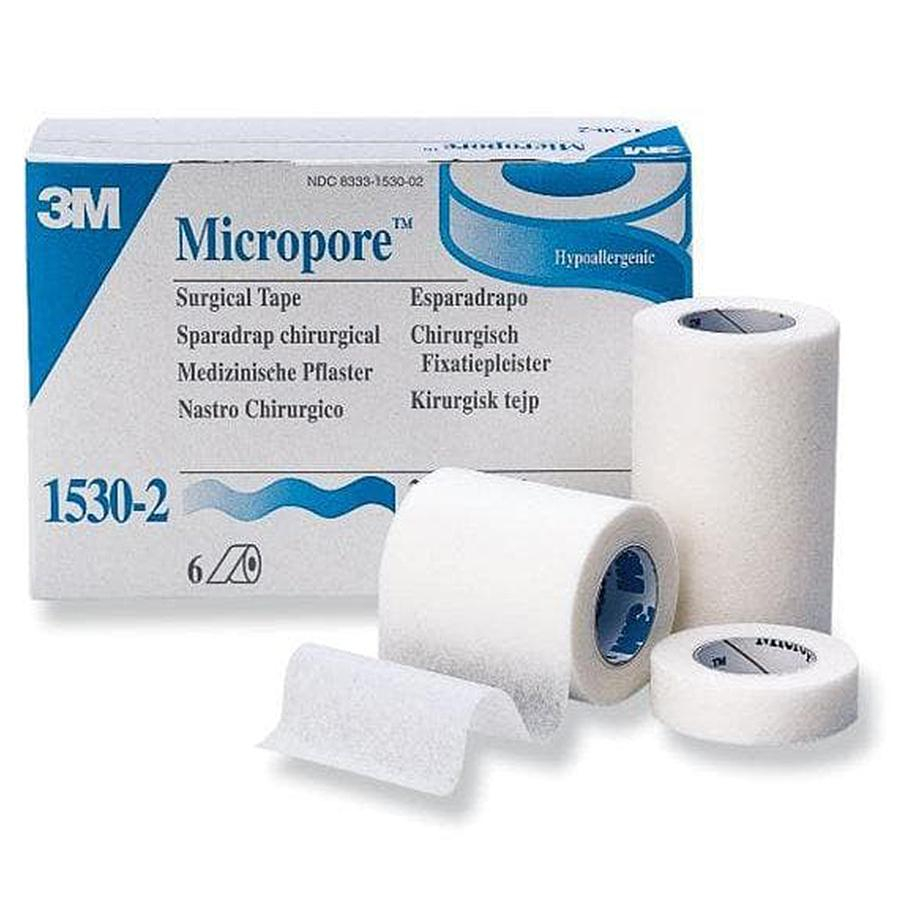 3M Micropore Paper Tape White 1530-0  0.5" x 10 yards 24roll/box (10bx/cs)