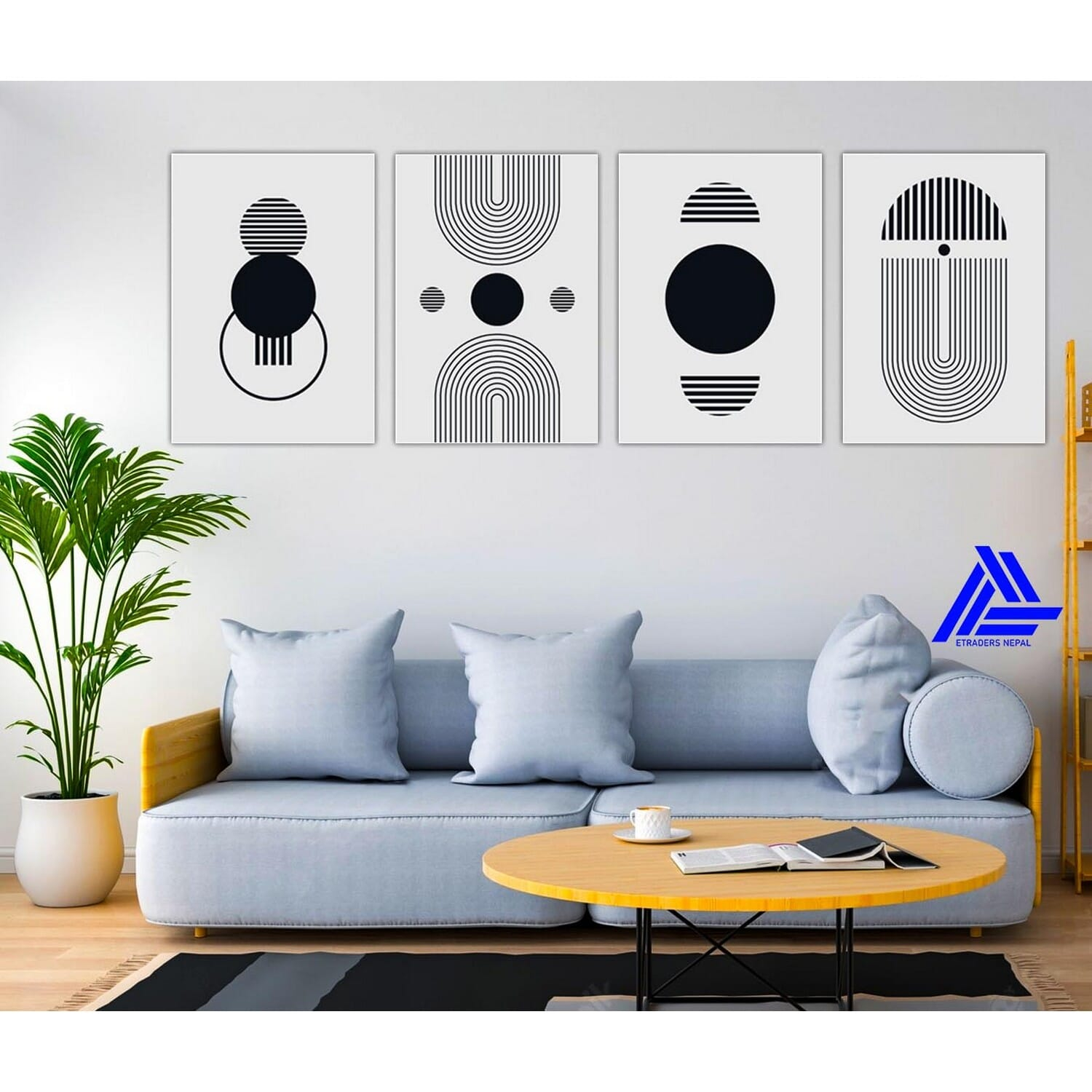 4 Panel Abstract Canvas | Wall | Home Decor | Canvas | Wall Art With Frame Inside