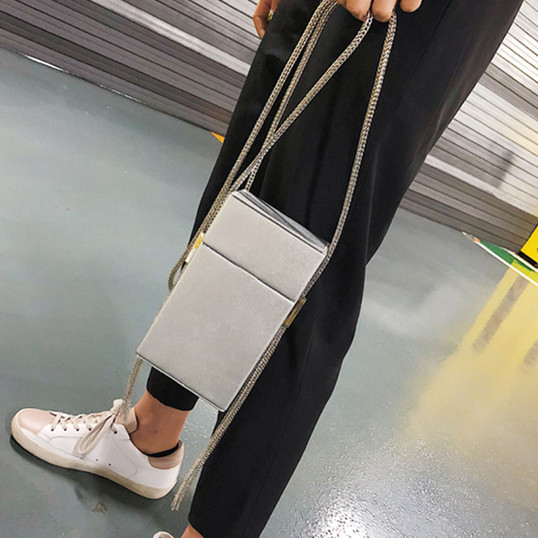 Silver PU Leather Hard Shell Crossbody Bag For Women 1001950