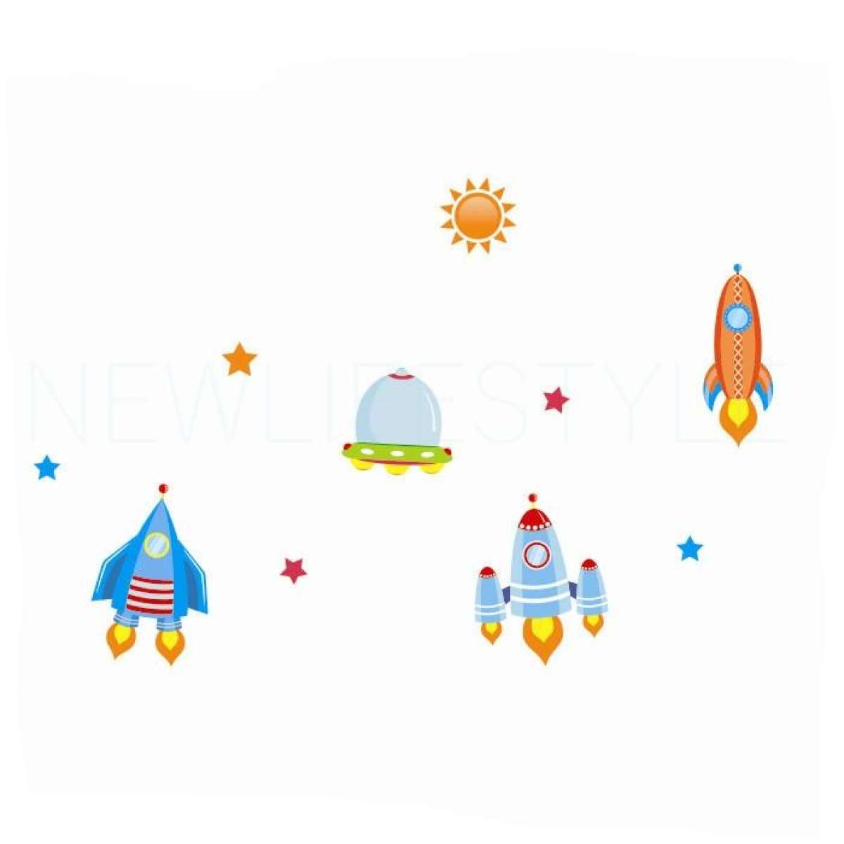 Lovely Spacecraft Cartoon Wall Stickers for Children Room Decoration