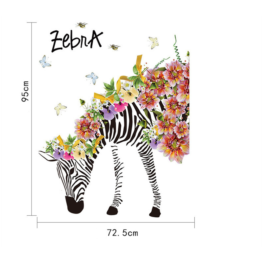 Creative Flower Zebra Decor Sticker PVC Wall Stickers