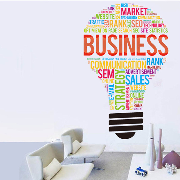 BUSINESS bulb word cloud, business concept Wall Sticker