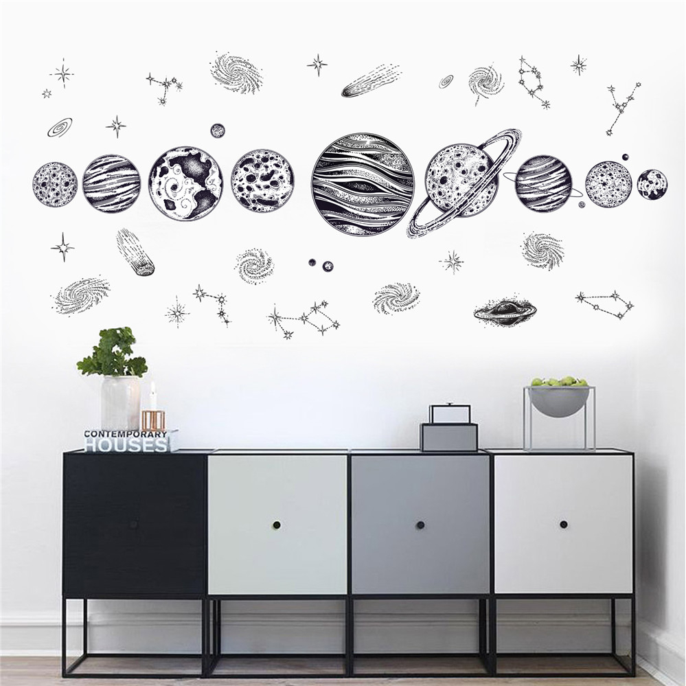 Europe Style Cartoon Cosmic Planet Galaxy Wall Sticker for Kids Room