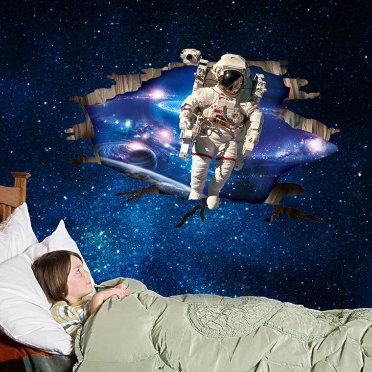 Large Blue Sky Astronaut in Space Wall Sticker for Kids Room