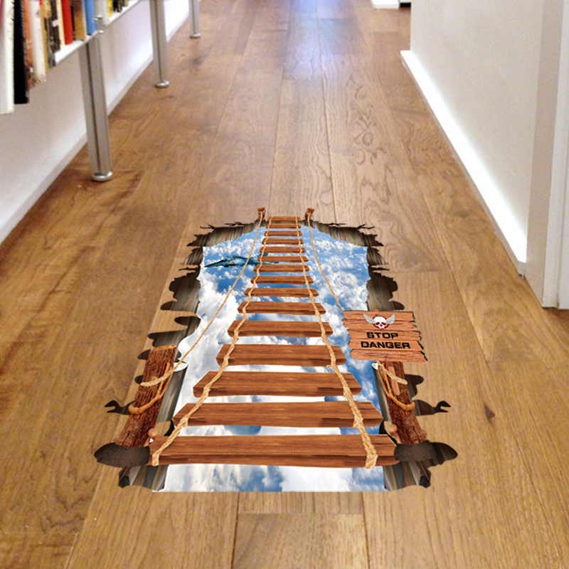 3D Sky Bridge Stairs Porch Floor Decoration Wall Sticker