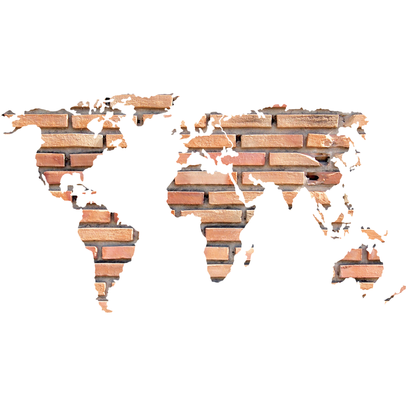 Stone Brick World Map Wall Sticker Office Art Background Wall Sticker