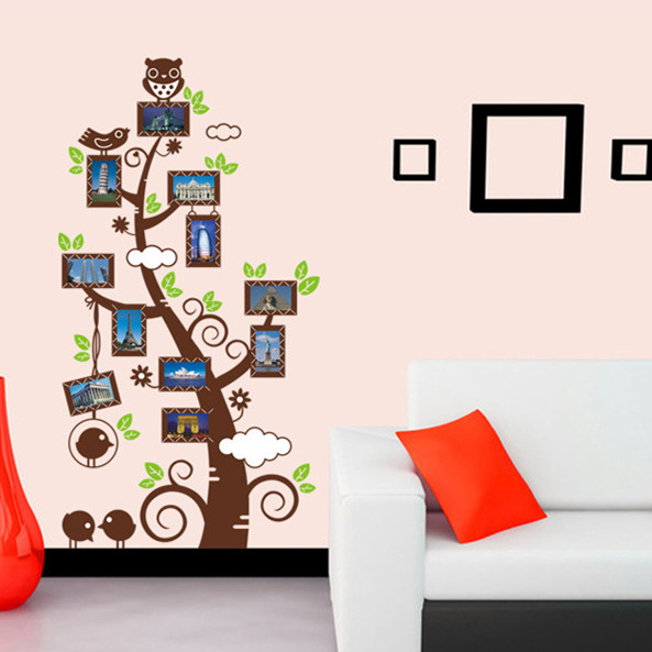 Green Leaves Family Tree Photo Frame Wall Art Decals Wall Sticker