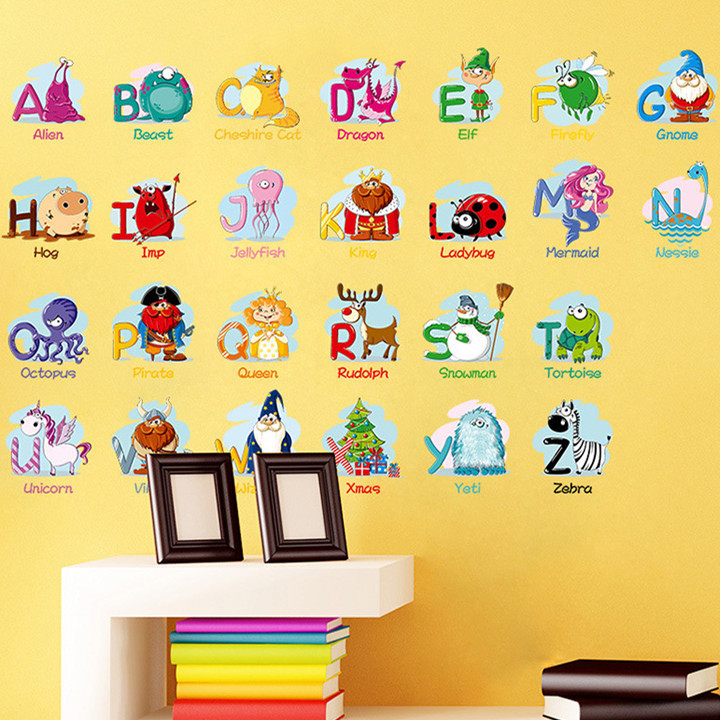 Creative puzzle early learning English animals letters wall stickers 43001208 