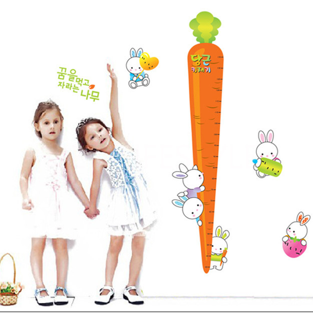 Cute Cartoon Rabbits and Carrot Growth Chart Wall Stickers 43001306 