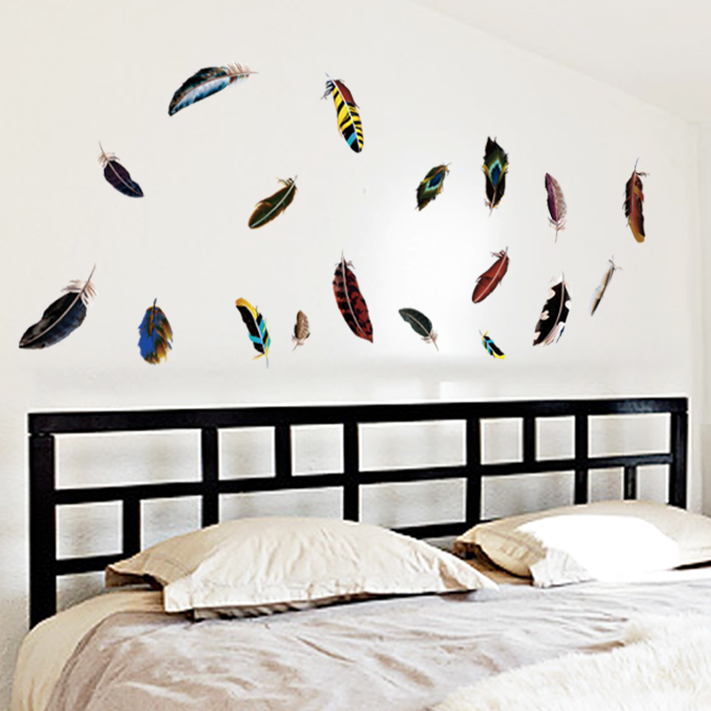Lucky Colorful feather wall stickers Home Decal 43001312 