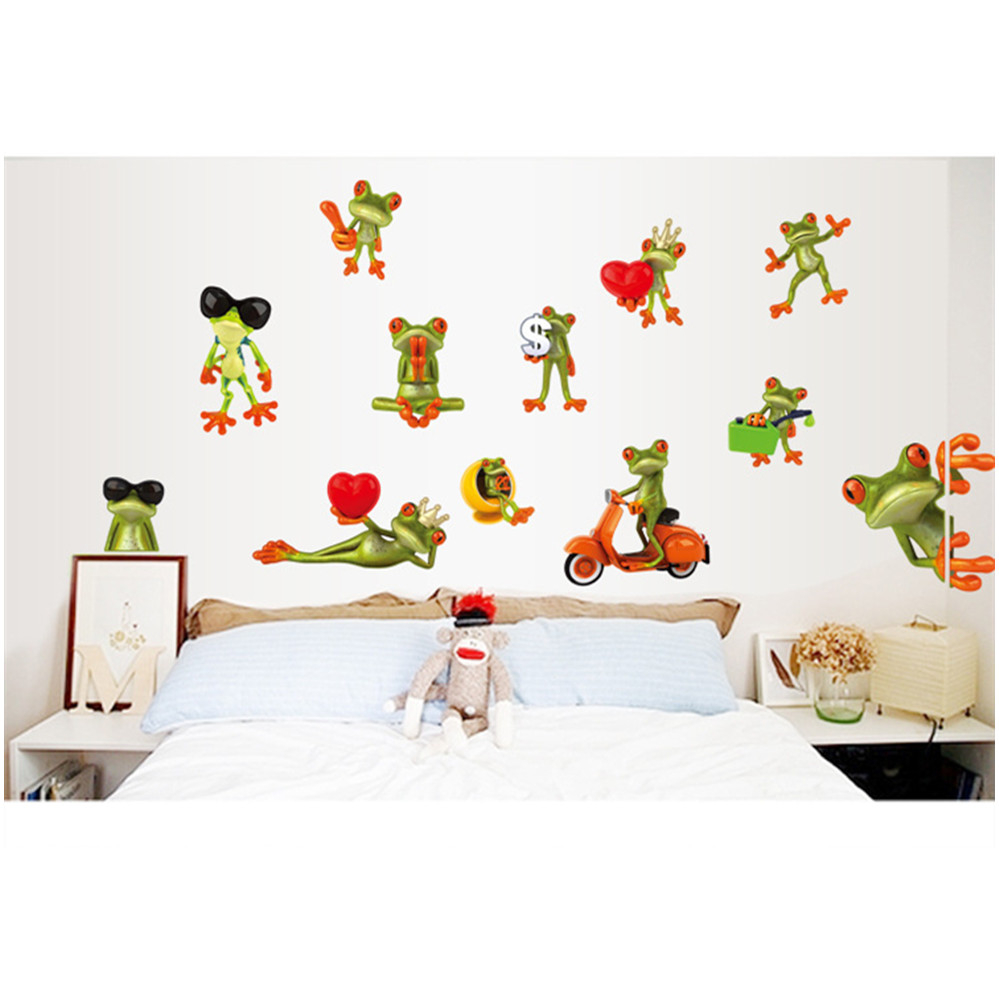 Funny Comics Cool Frog Sticker Wall Decals 43001336