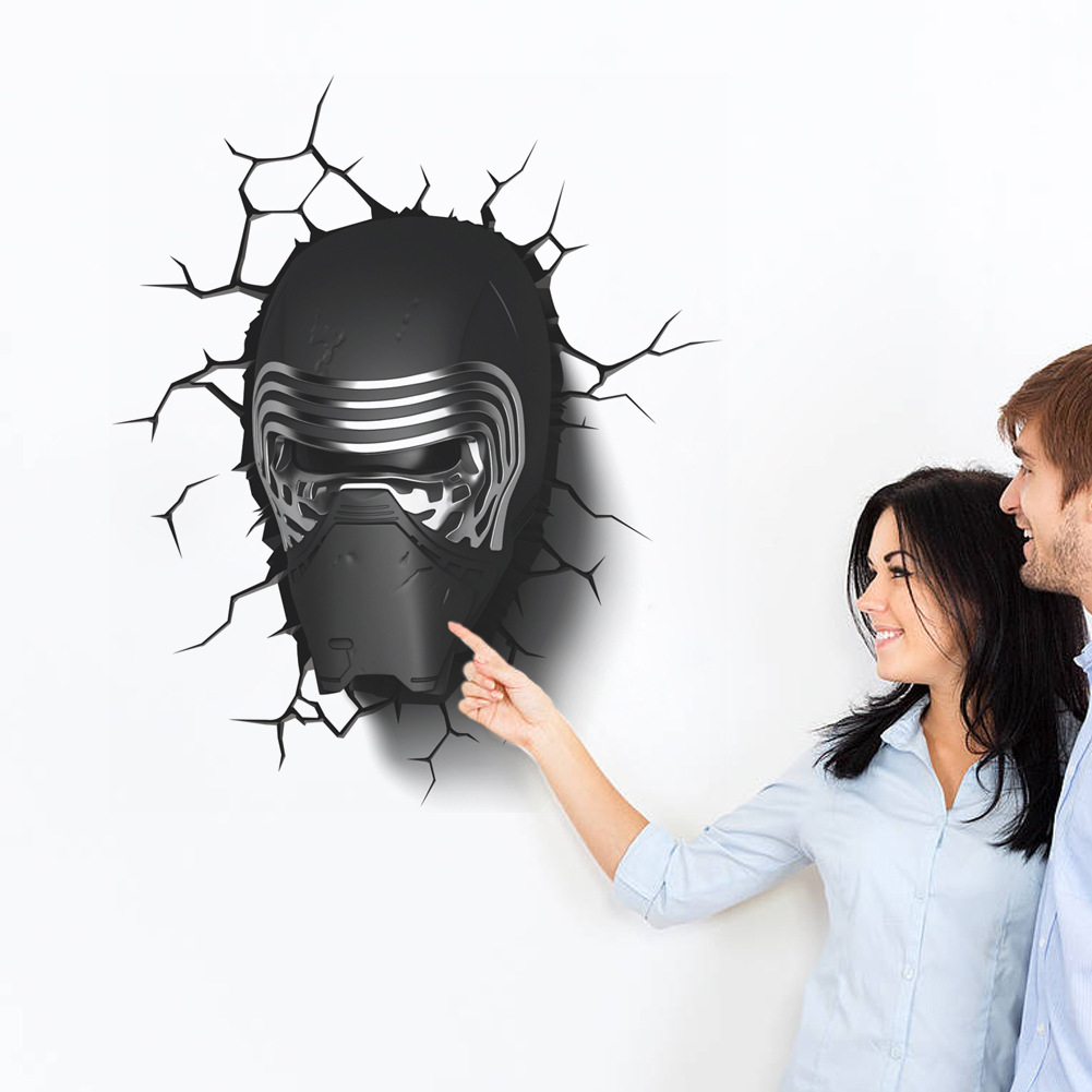 3d Star War Awakens Dark Knight Helmet Handsome Cartoon Wall Stickers 43001347