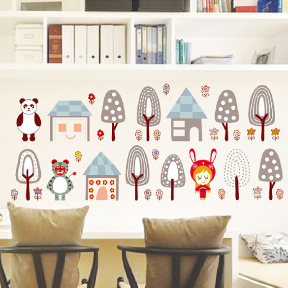 Jungle Animals Panda Tiger Rabbit Kids Decal Wall Stickers 43001348  