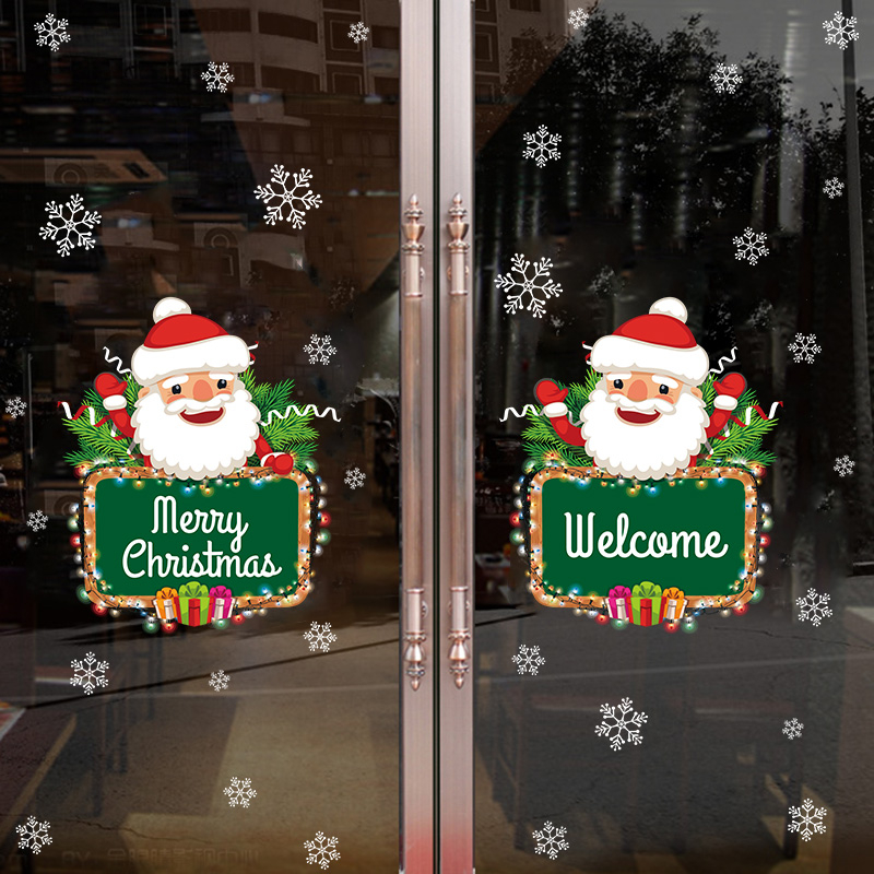 Santa Claus Snowflake Welcome Window Glass Doors Wall Decoration Stickers 43001363 