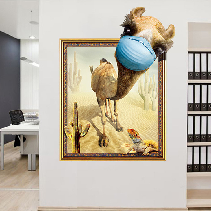 3D Desert Camel Frame PVC Removable Home Room Wall Door Decor Sticker 43001365 