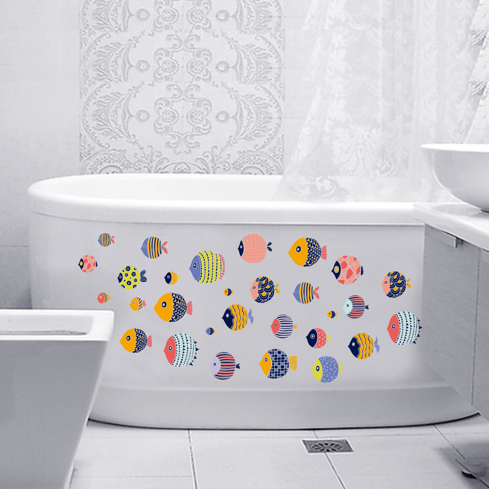 Mosaic Fish Removable Home Room Decorative Wall Door Decor Sticker 43001369