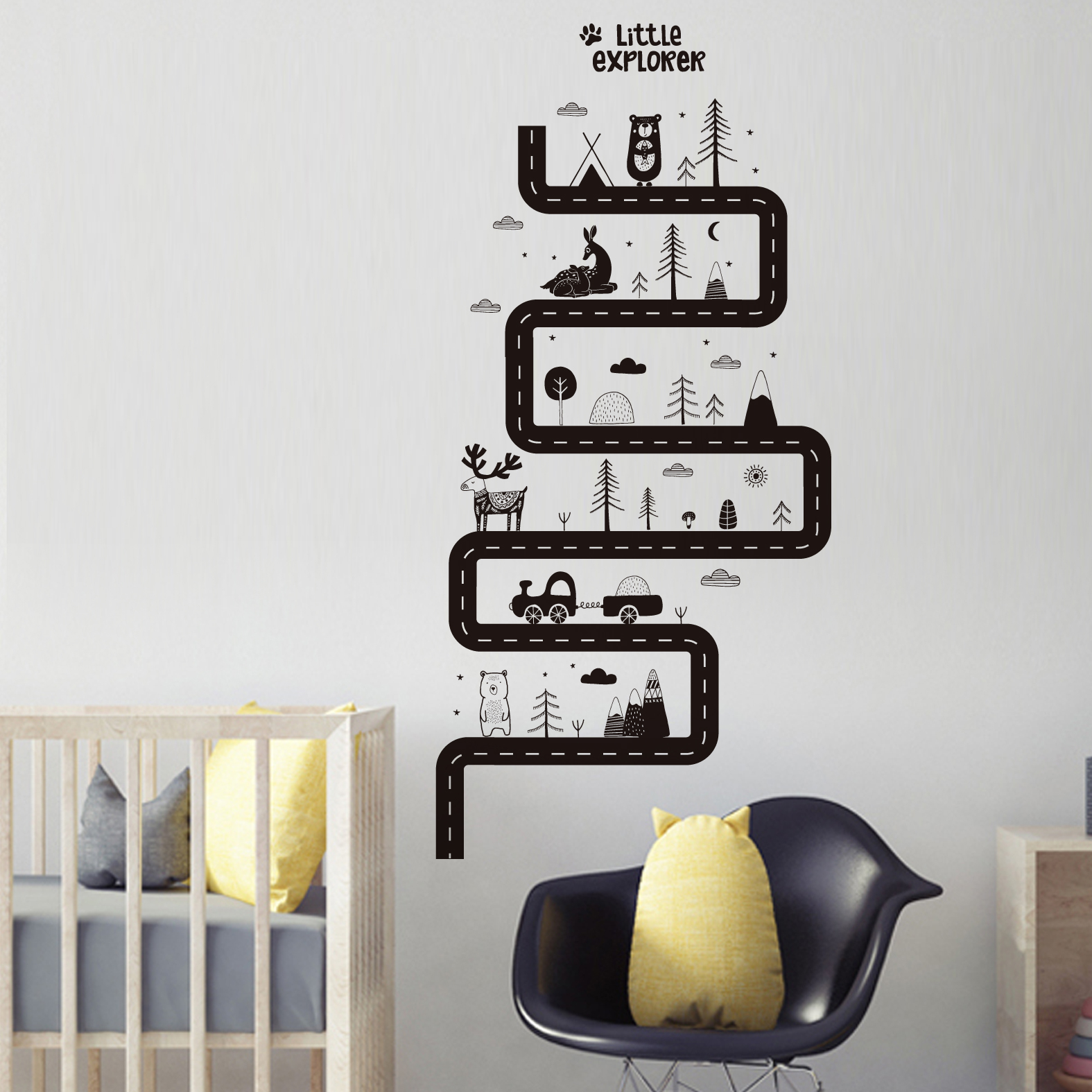 Little Explorer Animal Road Cartoon Decorative Wall Door Decor Sticker 43001370 