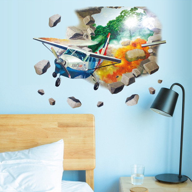 3D Airplane Removable Home Room Decorative Wall Door Decor Sticker 43001374 