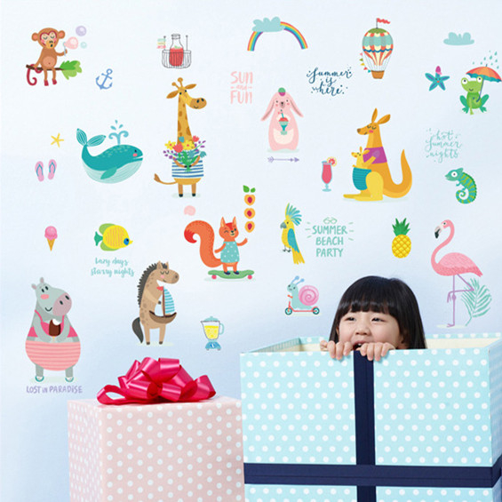 Cute 12 Animal Zoo Removable Home Room Decorative Wall Door Decor Sticker 43001376 