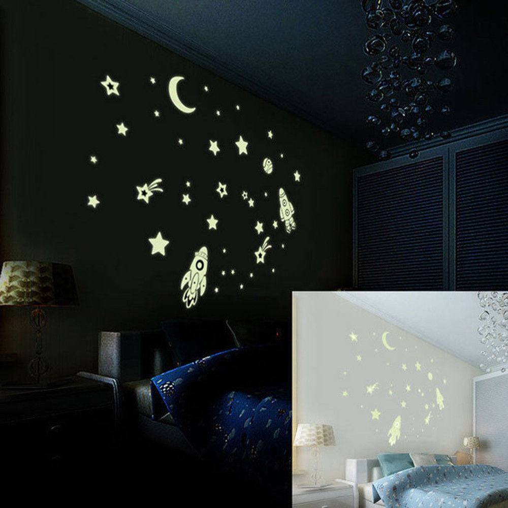 Glow In The Dark Wall Sticker Cosmic Star Spaceshipc 43001502 