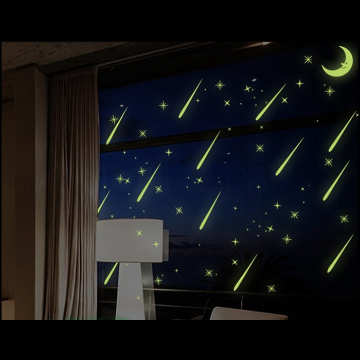 Moon Star Meteor Shower Wall Sticker Luminous Art Decal 43001515 