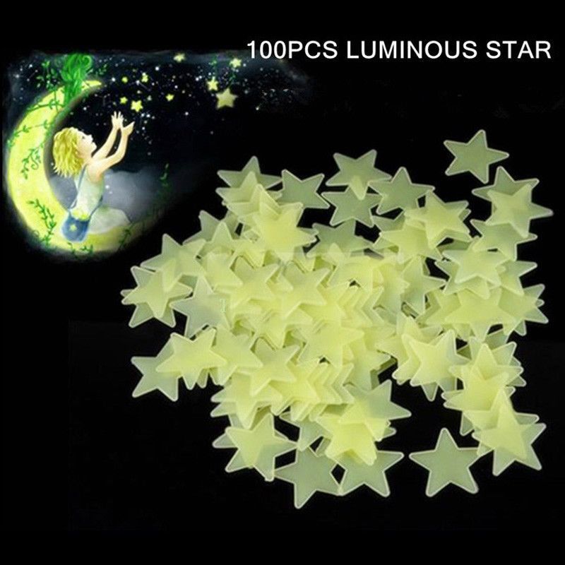 100 Pcs Stars Luminous Fluorescent Wall Stickers Home Decor For Kids Rooms Party 43001902 