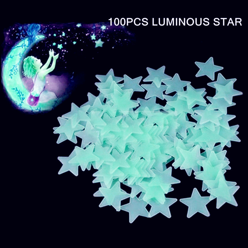 100 Pcs Stars Luminous Fluorescent Wall Stickers Home Decor For Kids Rooms Party 43001903 