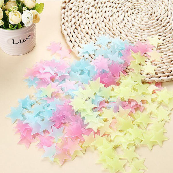 100 Pcs Stars Luminous Fluorescent Wall Stickers Home Decor For Kids Rooms Party 43001905 