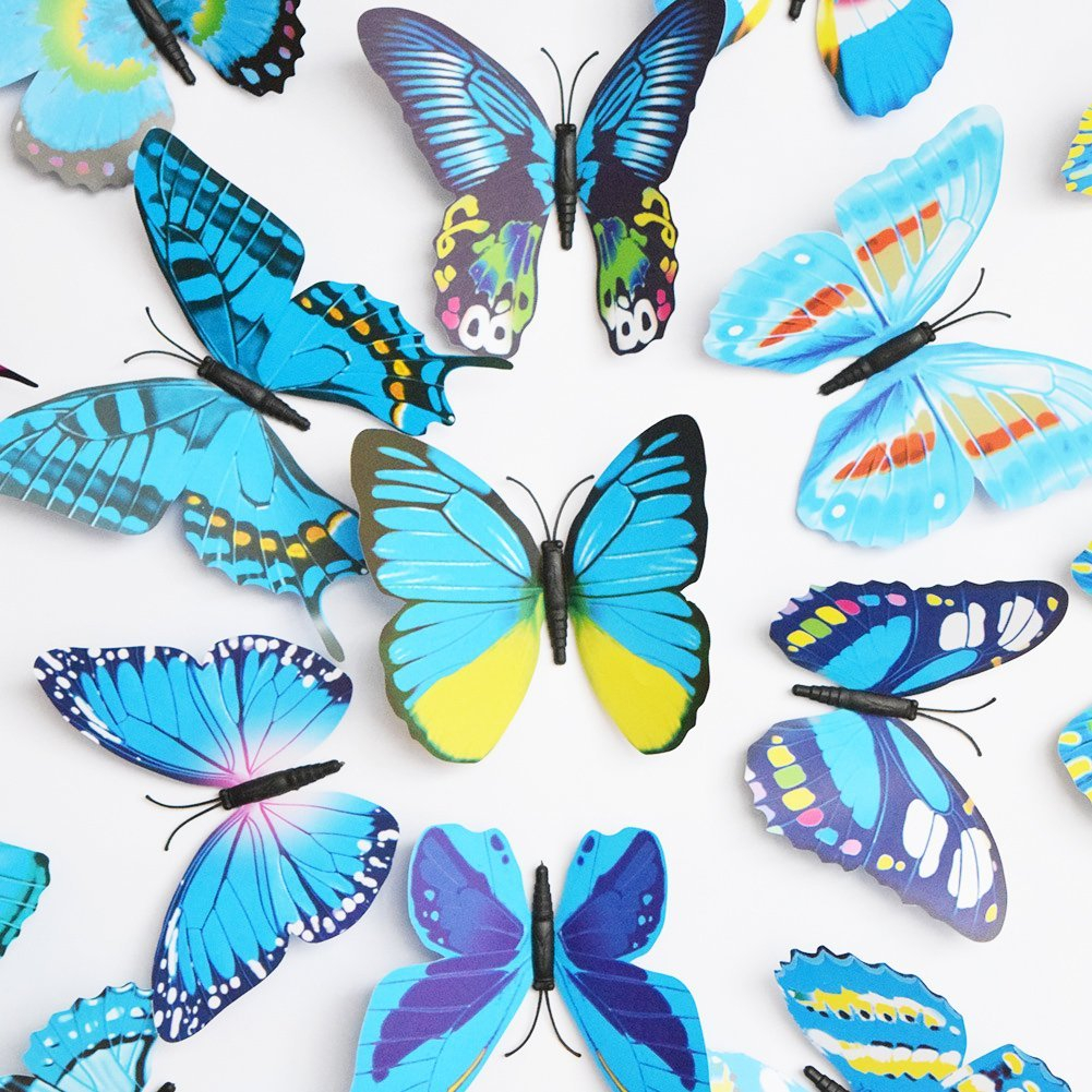 12Pcs 3D Butterfly Wall Stickers Crafts Butterflies with Sponge Gum and Pins 43001906