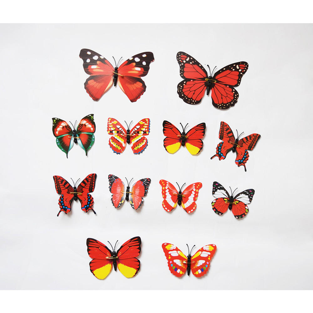 12Pcs 3D Butterfly Wall Stickers Crafts Butterflies with Sponge Gum and Pins 43001910