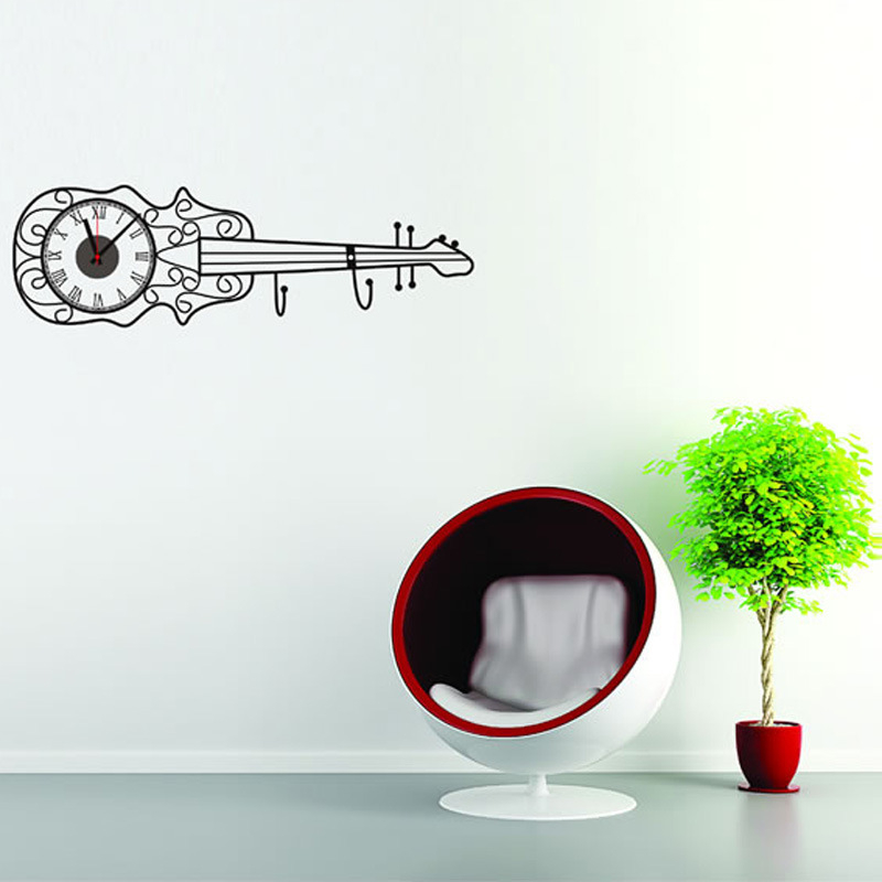 3D Creative Guitar Electron Clock Diy Wall Clocks Wall Sticker 43008004 