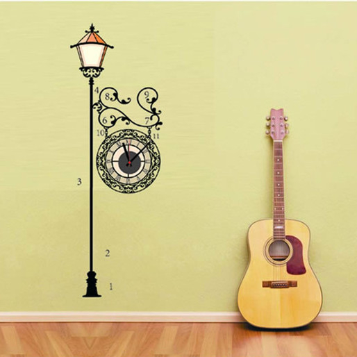 3D Creative Street Lamp Electron Clock Diy Wall Clocks Wall Sticker 43008005 