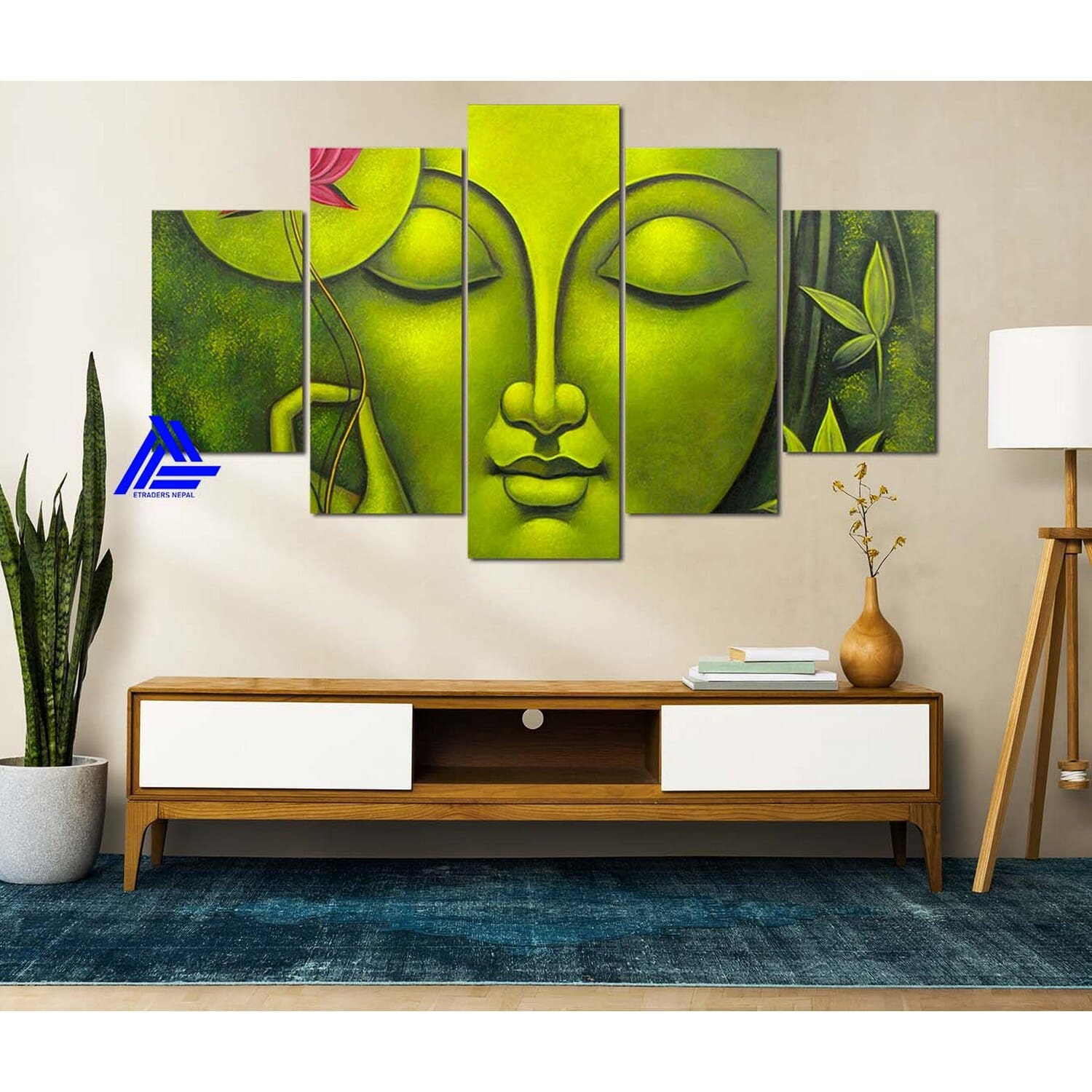 5 Panel Lord Buddha Canvas | Wall | Home Decor | Canvas | Wall Art With Frame Inside 