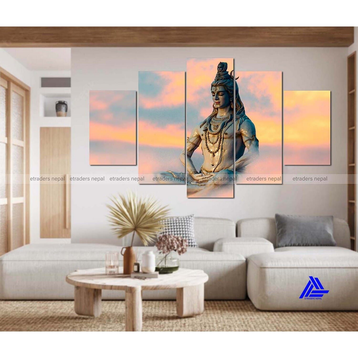 5 Panel Lord Shiva Canvas | Wall | Home Decor | Canvas | Wall Art With Frame Inside 