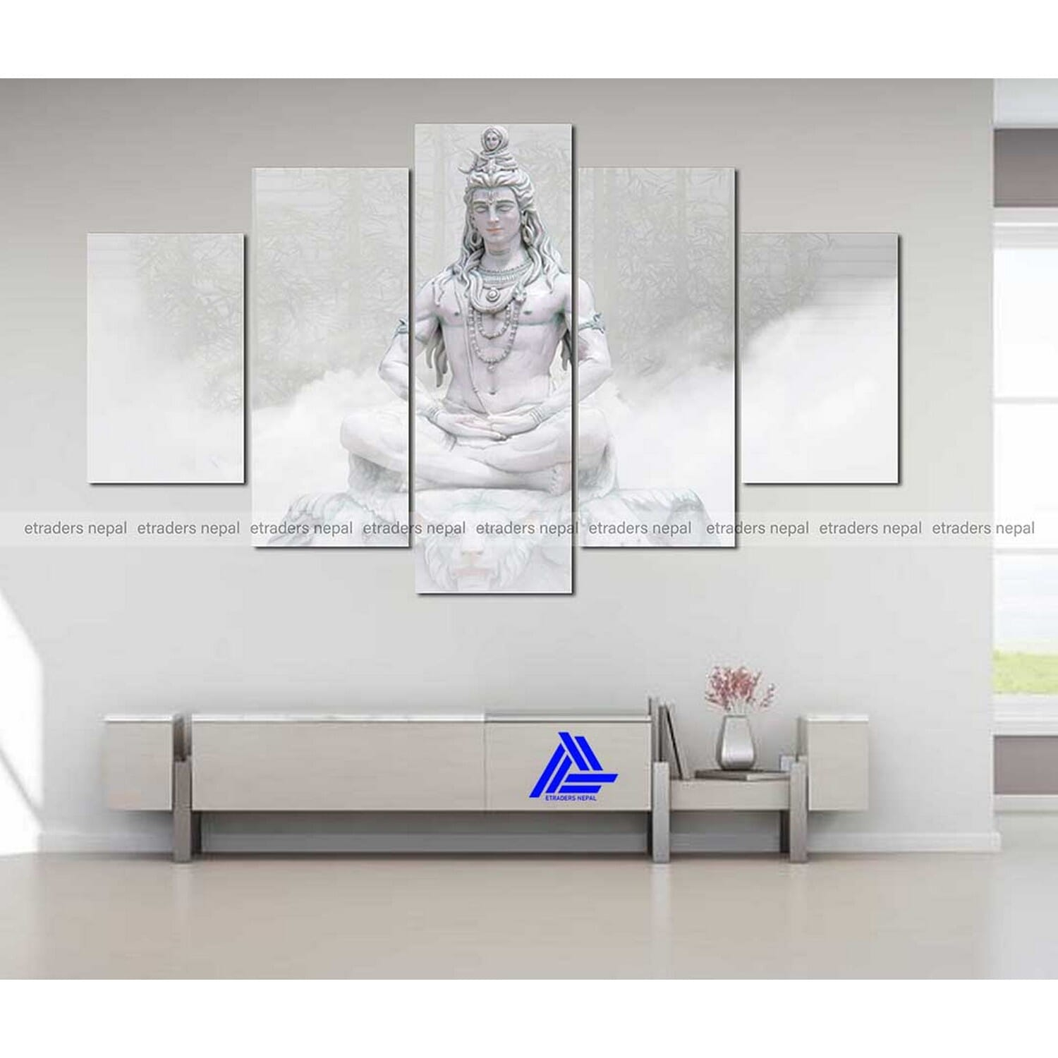 5 Panel Lord Shiva Canvas | Wall | Home Decor | Canvas | Wall Art With Frame Inside 