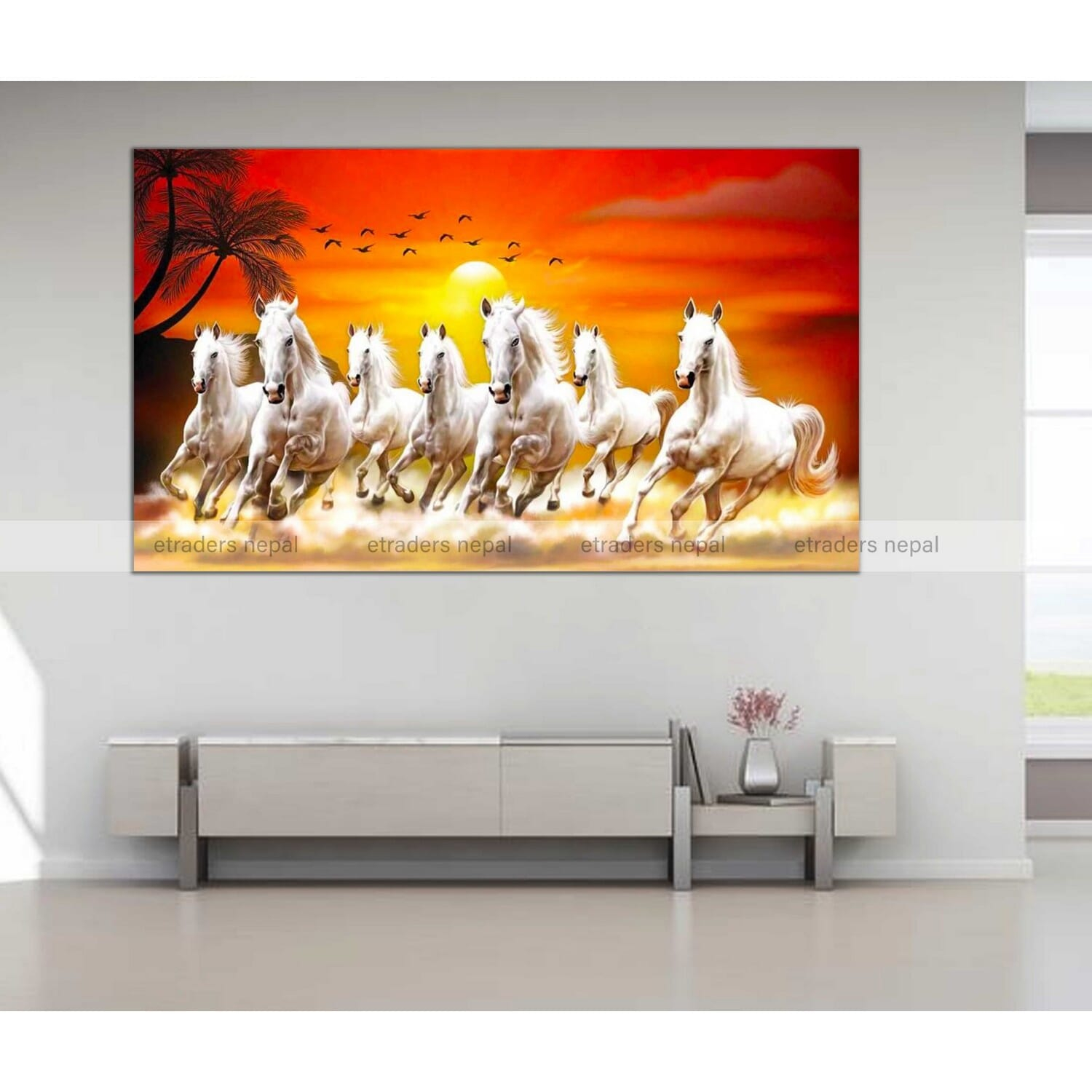Single Panel 7 Running Horse Canvas | Wall | Home Decor | Canvas | Wall Art With Frame Inside