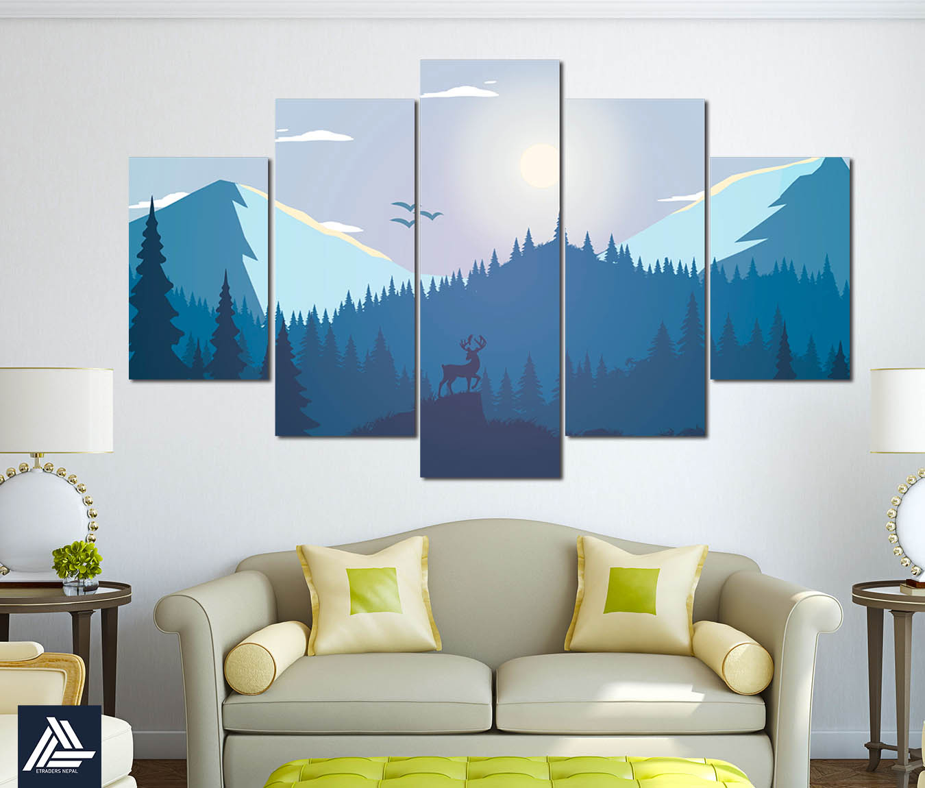 5 Panel Nature Canvas | Wall | Home Decor | Canvas | Wall Art With Frame Inside