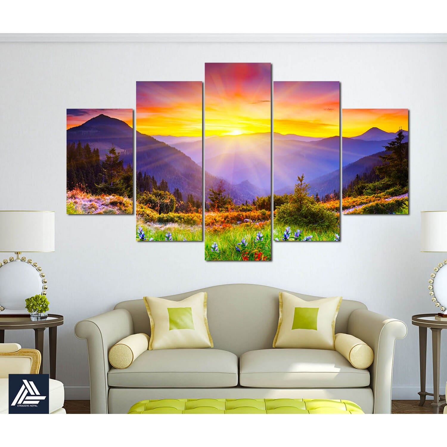 5 Panel Nature Canvas | Wall | Home Decor | Canvas | Wall Art With Frame Inside