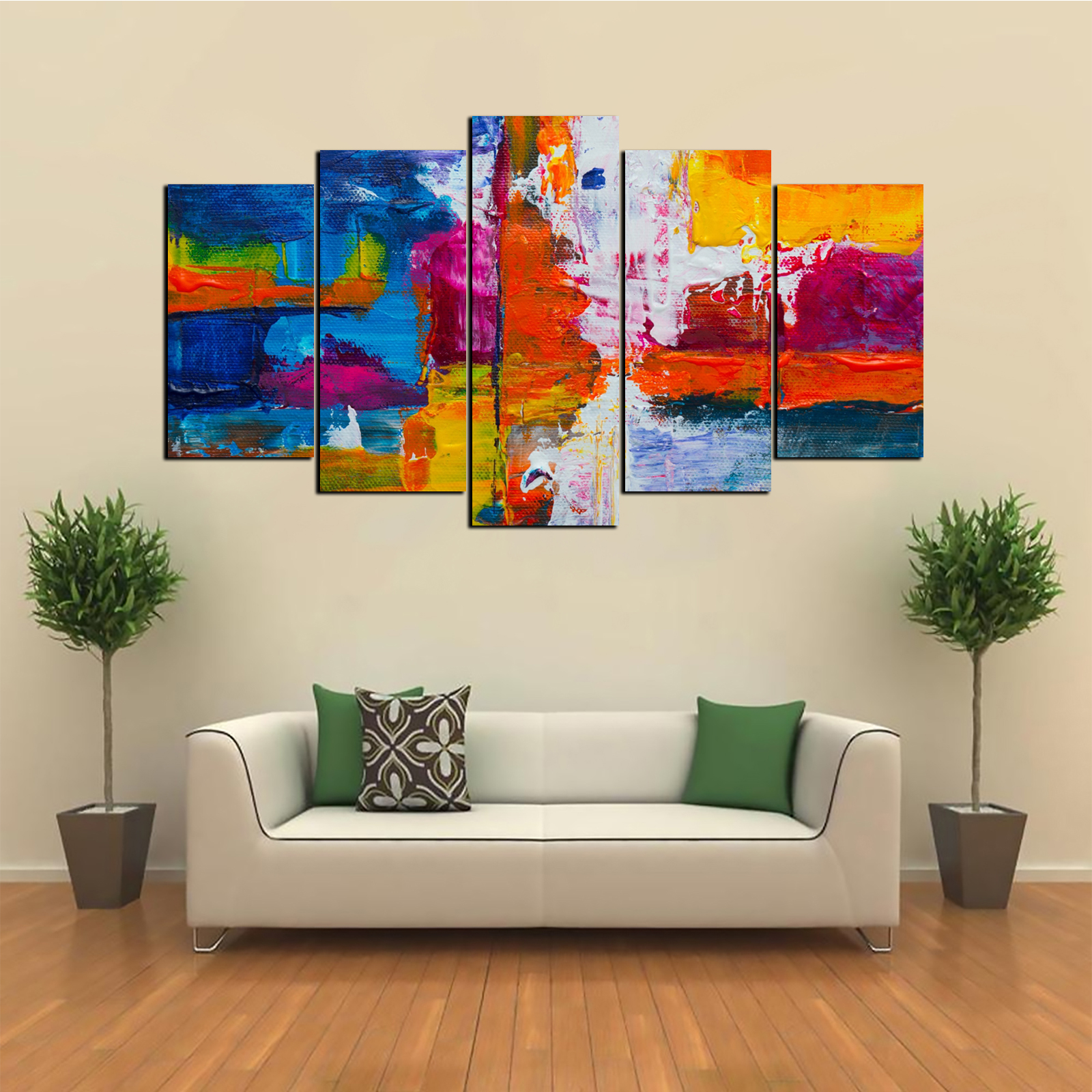 5 Piece Panel Wall Hang Abstract Departed Voyage Canvas Art on Vinyl Forex Print with Frame by Om Suva Trades