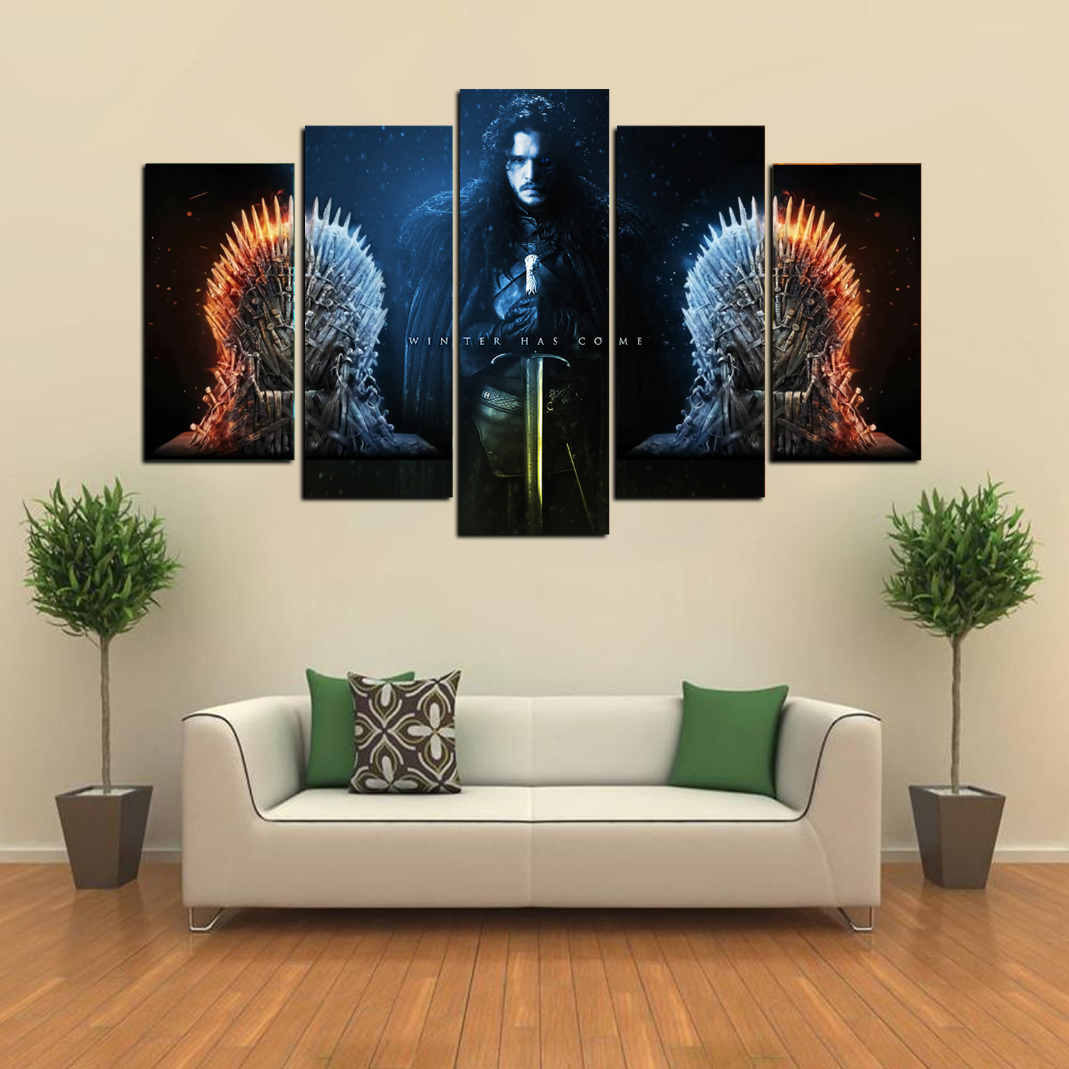 5 Piece Panel Game of Thrones John Snow Wall Hang Canvas Art on Vinyl Forex Print with Frame by Om Suva Trades