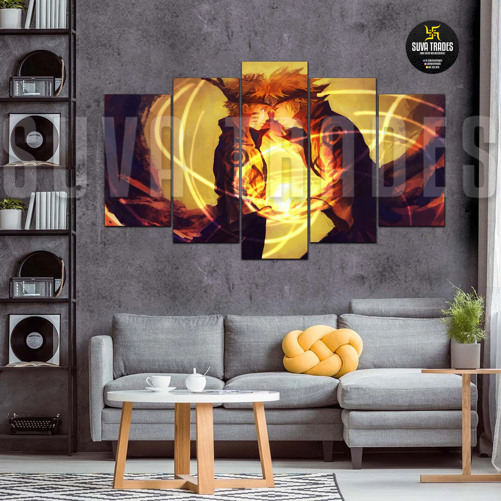 5 Piece Panel Naruto Minato Anime Wall Hang Animal Canvas Art Print with Frame by Om Suva Trades