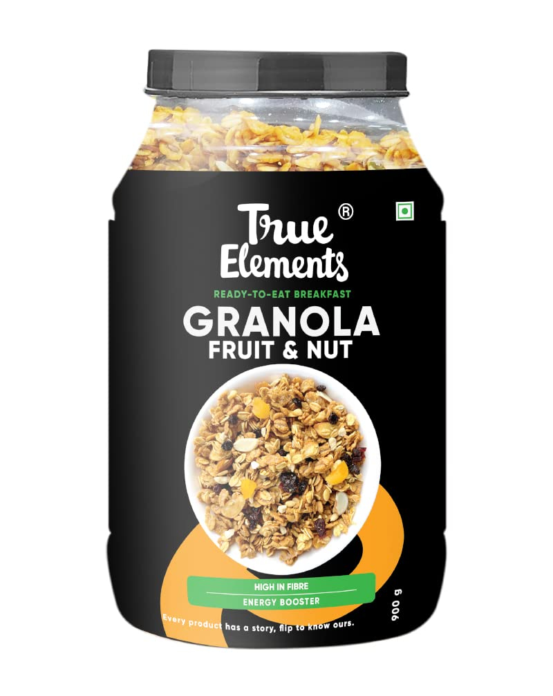 True Elements Fruit and Nut Granola 140g - Mixed Fruit | Granola for Breakfast | Healthy Cereal | 100% Wholegrain